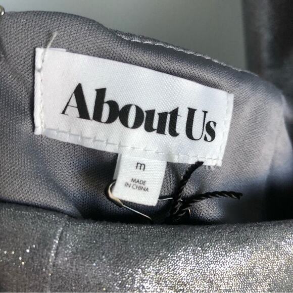 🆕 About Us silver Darlah dress NWT cross cross tie back low back ruffle hem - Picture 6 of 13